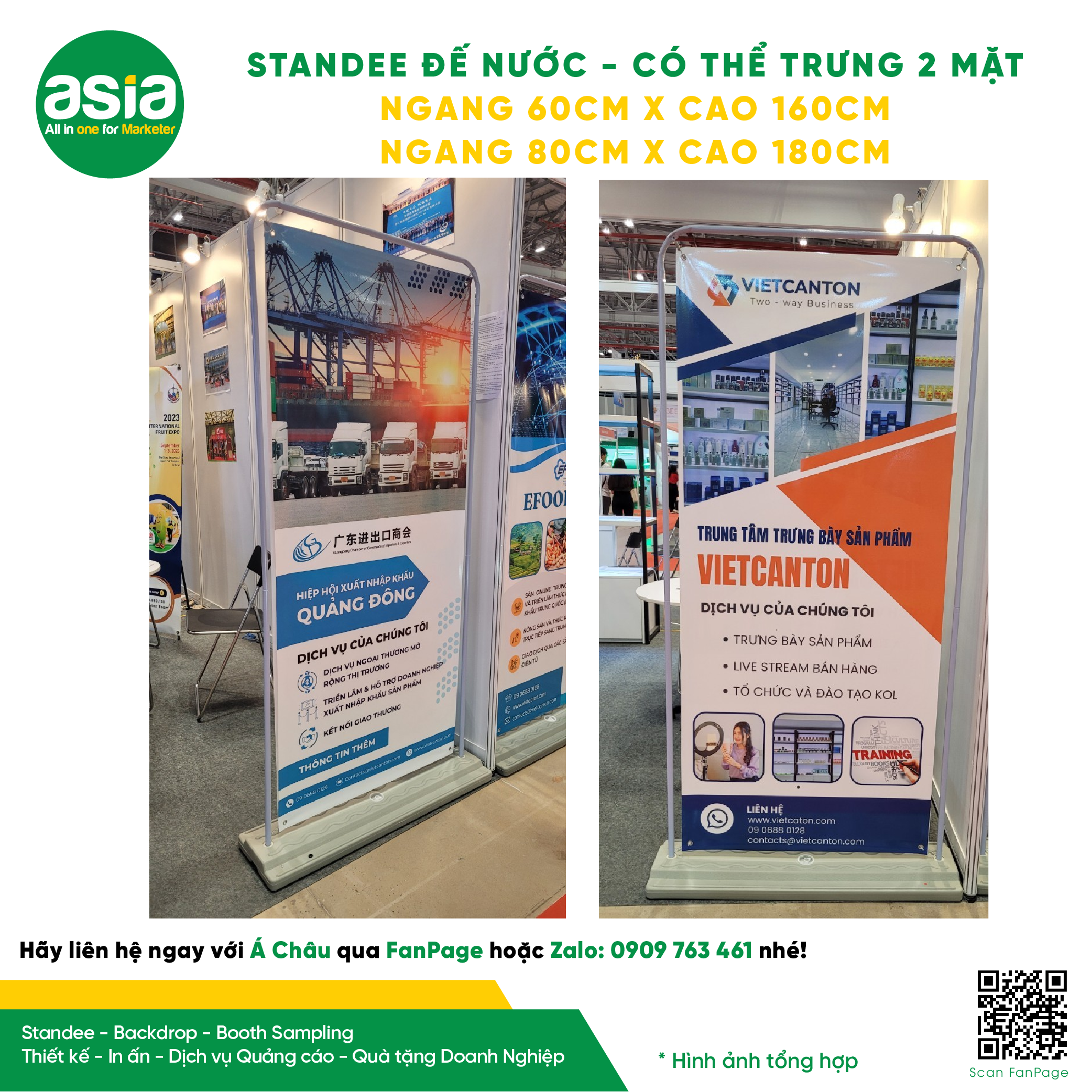 Standee đế nước/đế sắt kiểu cửa có thể gấp xếp được dùng để treo tấm poster quảng cáo