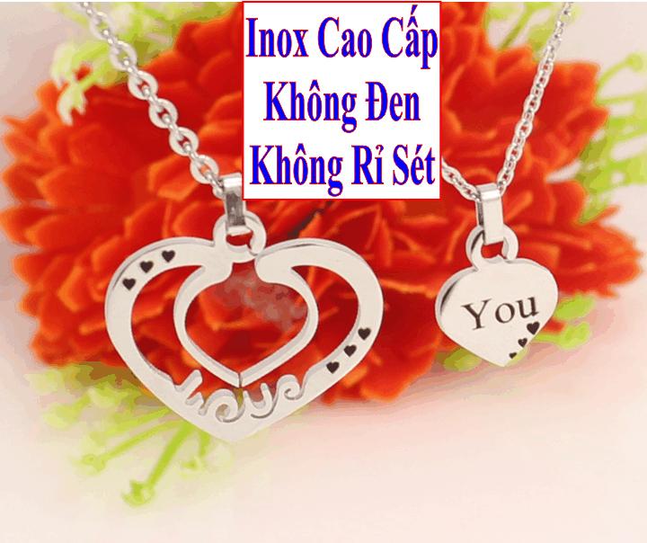 (Gift 01 bangles) necklaces couple stainless steel đẹp that cheap white heart-shaped interlocking mix letters love you-commitment 1 Đổi 1 if Hoen, rust