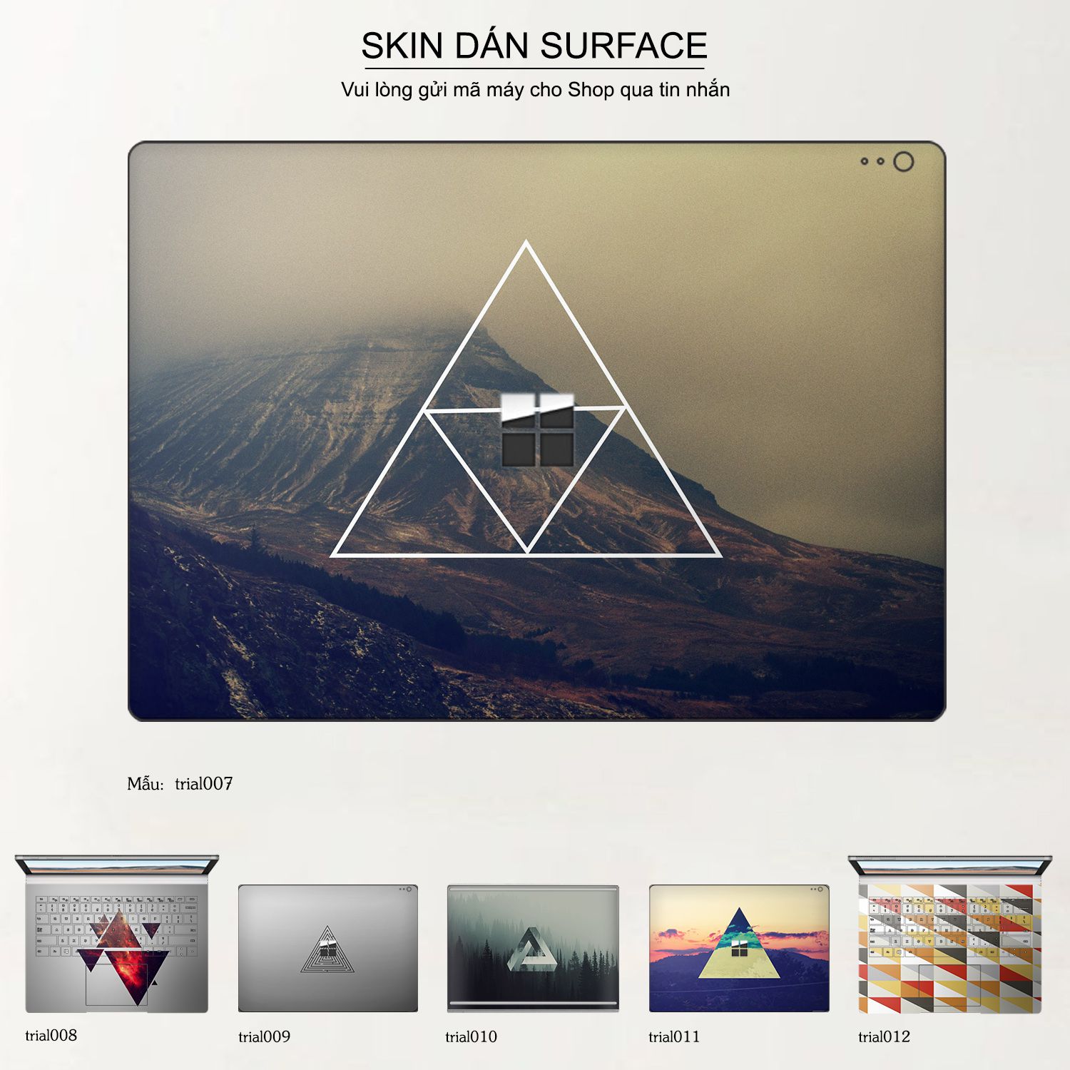 Decal Skin dán Surface Pro / Laptop / Go / Book mẫu Đa giác (inbox mã máy cho shop)