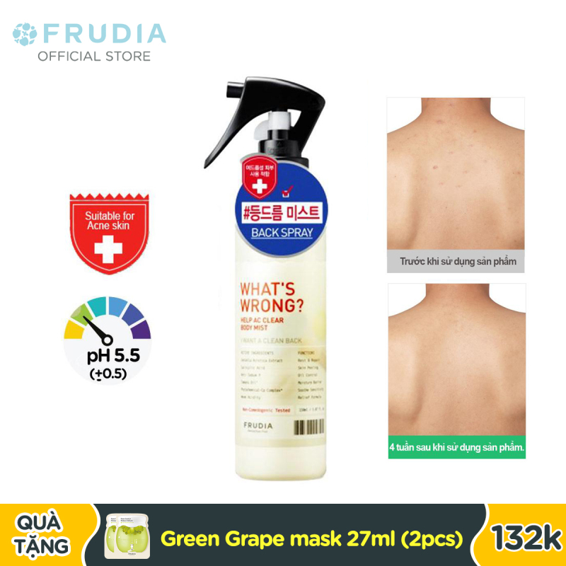 Chai Xịt Hỗ Trợ Điều Trị Mụn Lưng Frudia Whats Wrong? Help AC Clear Body Mist 150ml giá rẻ