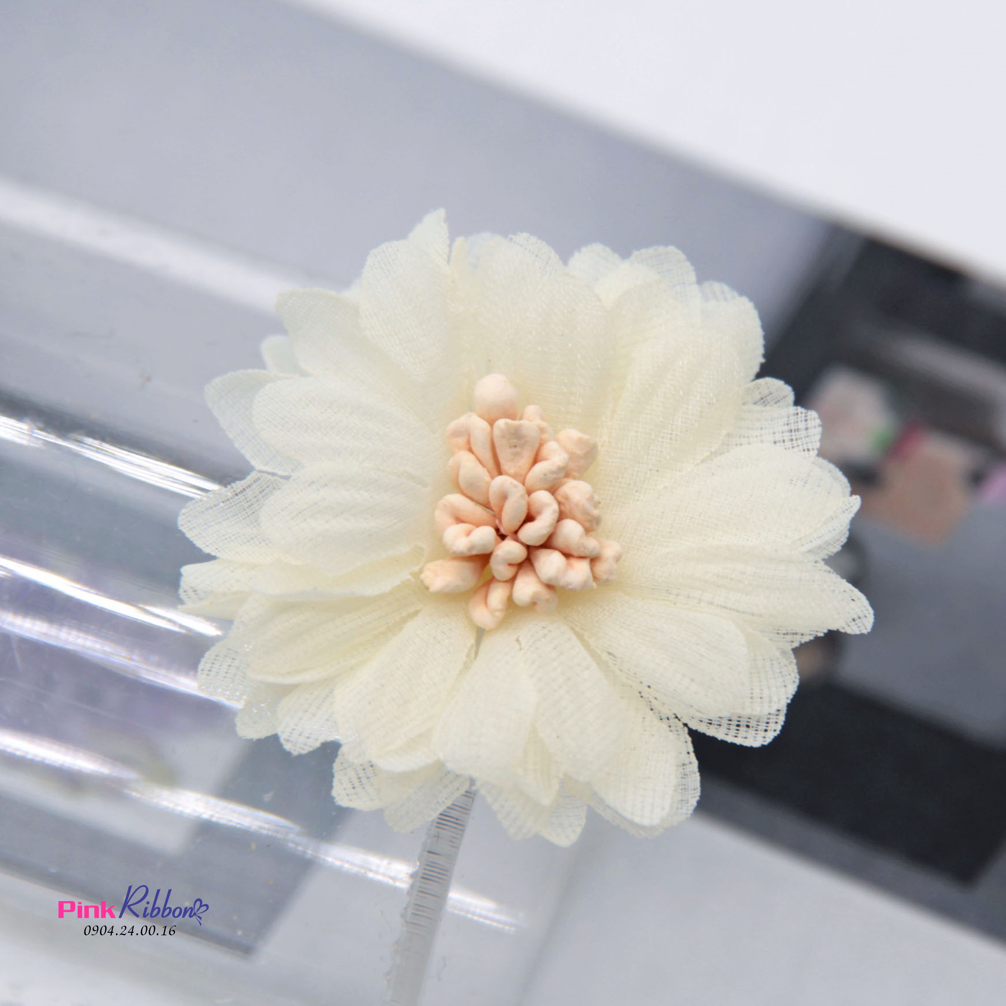 Hoa cúc voan bé cỡ 3.5cm làm phụ liệu thời trang, may mặc