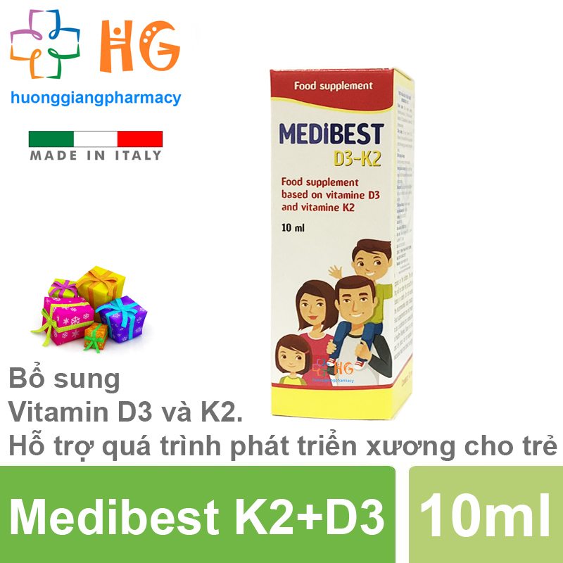 Medibest D3-K2 - Bổ sung Vitamin D3 và K2. Hỗ trợ quá trình phát triển xương, giúp xương răng chắc khỏe cao cấp