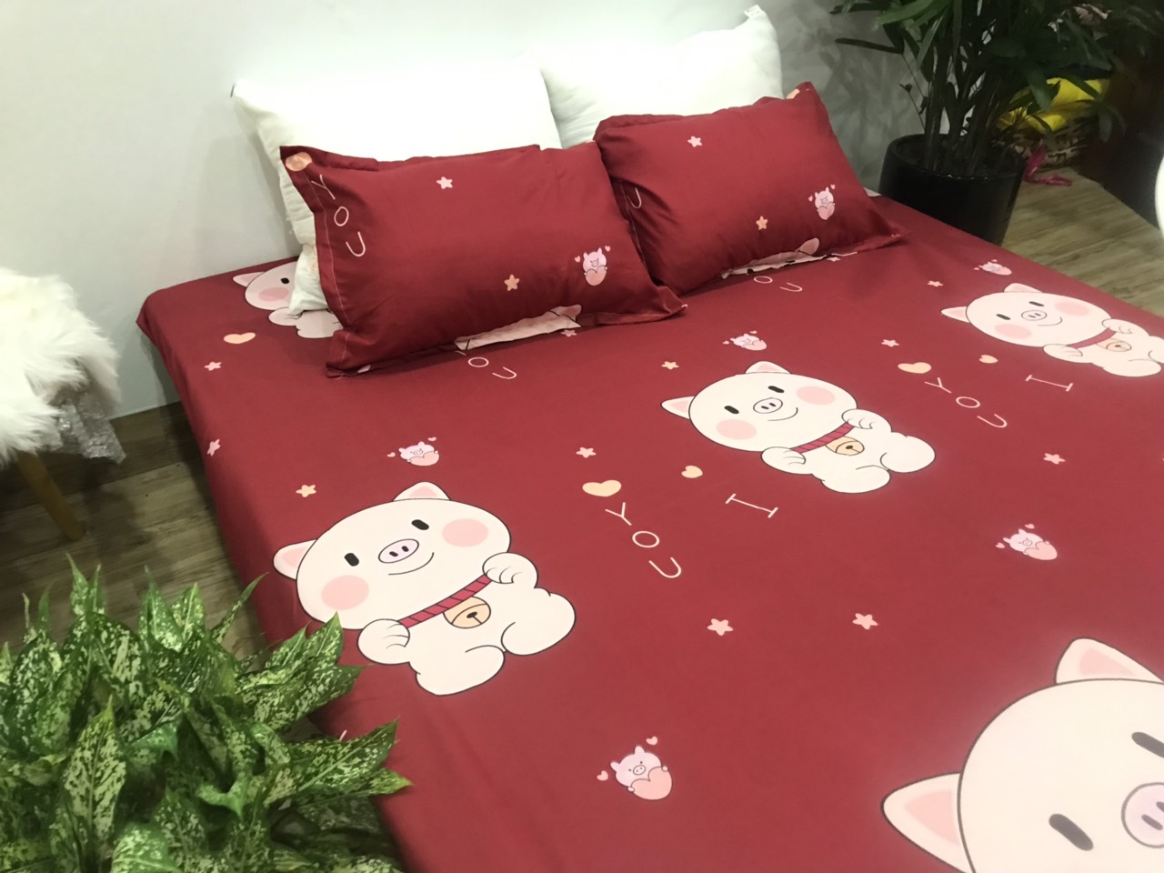 Set Ga Gối Mẫu Lợn Đỏ P7