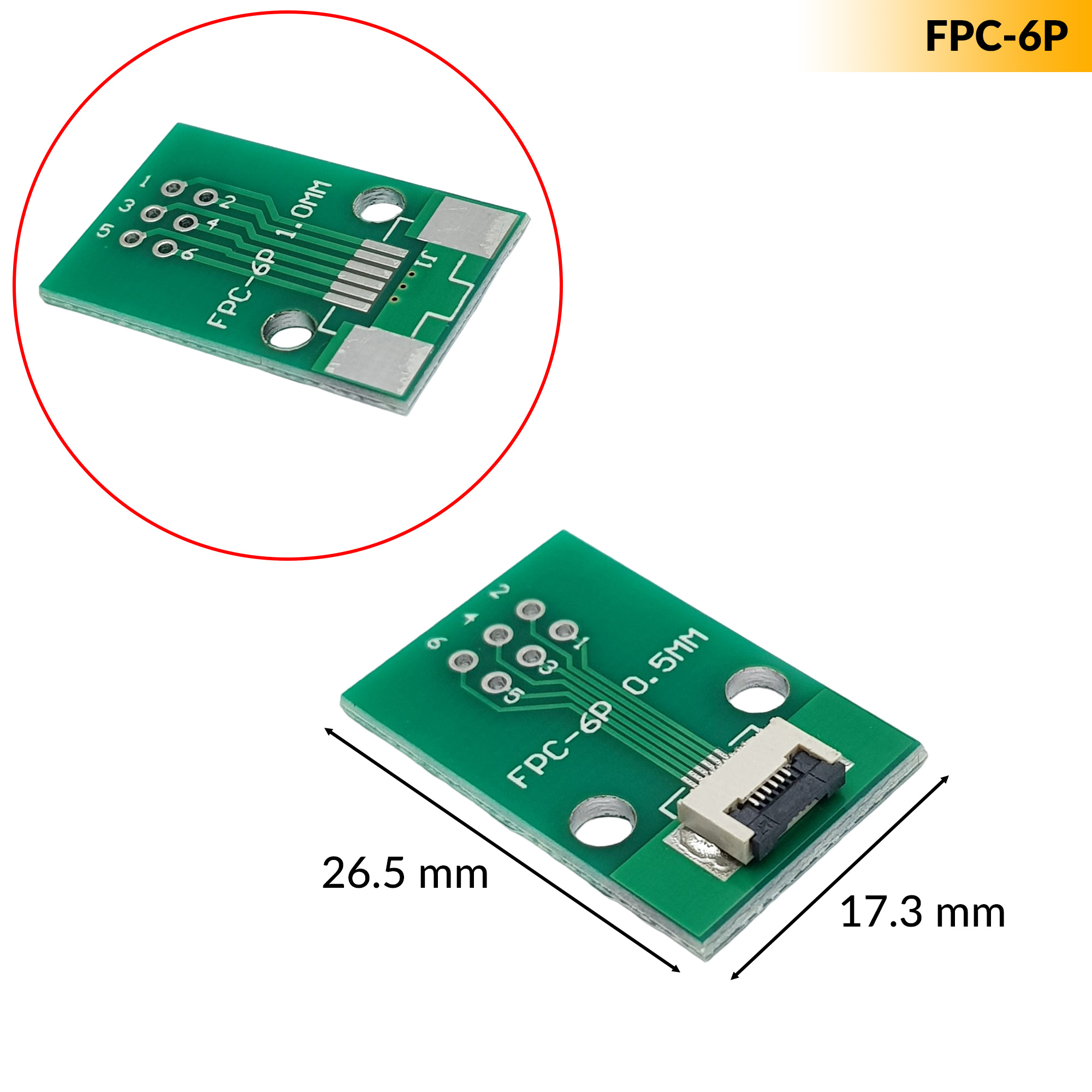 Đế ra chân cổng ffc/fpc 0.5mm sang chân 2.54mm