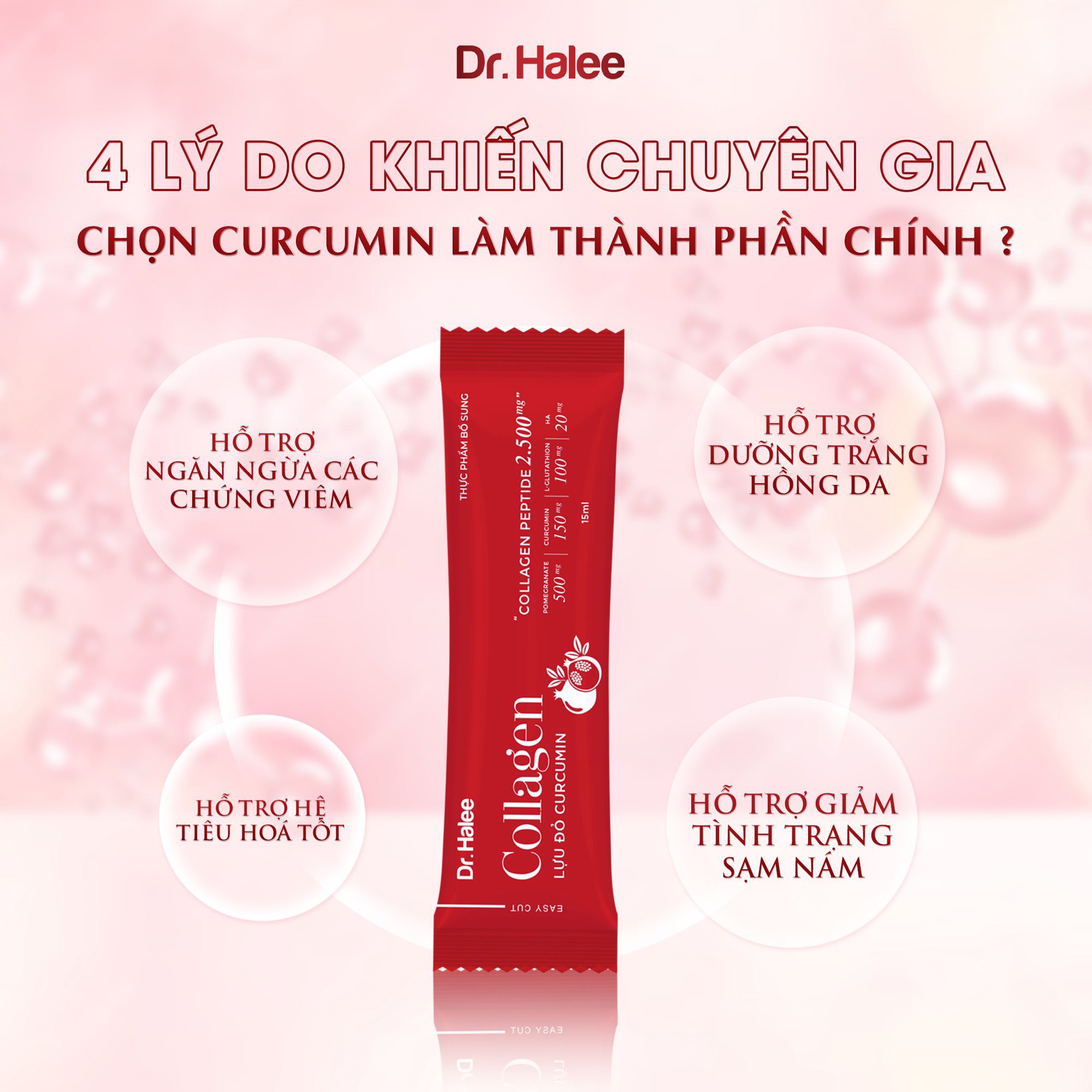 Collagen Lựu đỏ Curcumin - Hộp 10 gói
