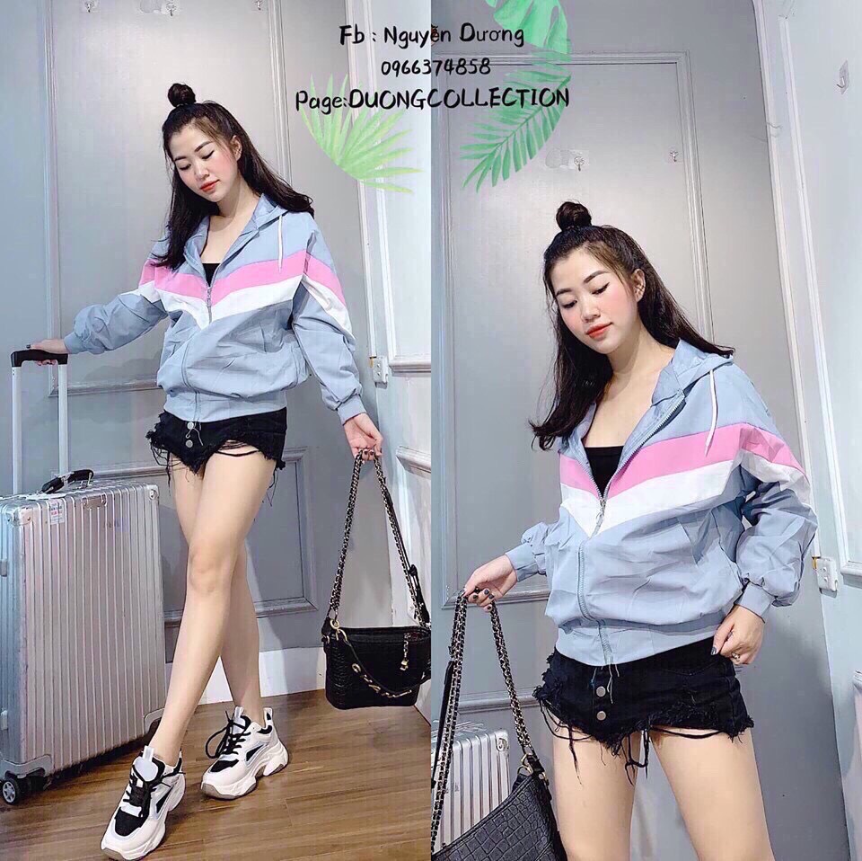 Áo khoác dù nữ - áo khoác gió - áo khoác chống nắng - chất liệu 2 lớp lót dù thoáng mát - thiết kế họa tiết đơn giản
