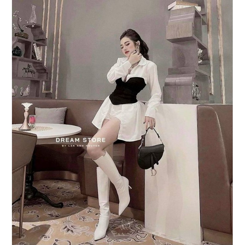 Áo sơ mi voan Phối Eo Thun "UT" cực ngầu 😎