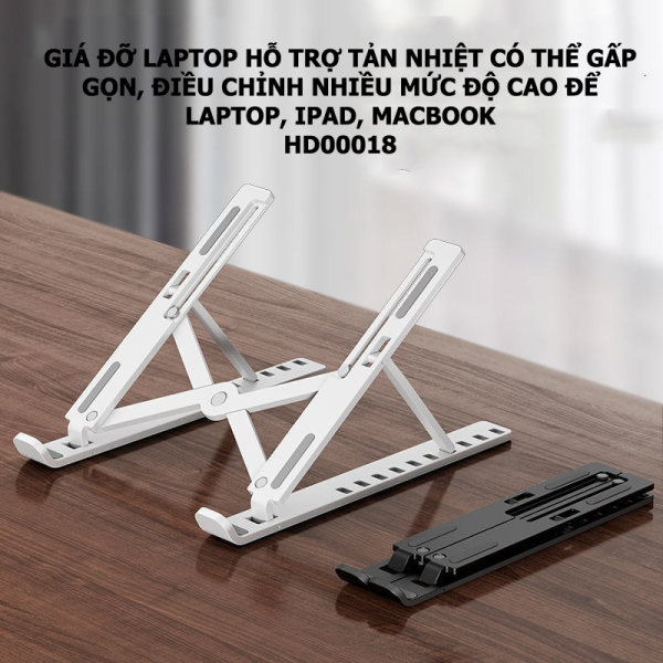 Bảng giá Giá đỡ laptop hỗ trợ tản nhiệt có thể gấp gọn, điều chỉnh nhiều mức độ cao để Laptop, Ipad, Macbook HD00018 Phong Vũ