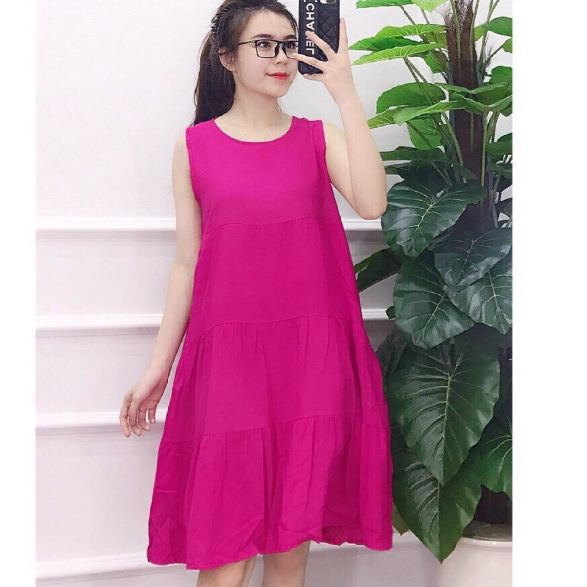 Đầm bầu đẹp-váy bầu lanh mùa hè