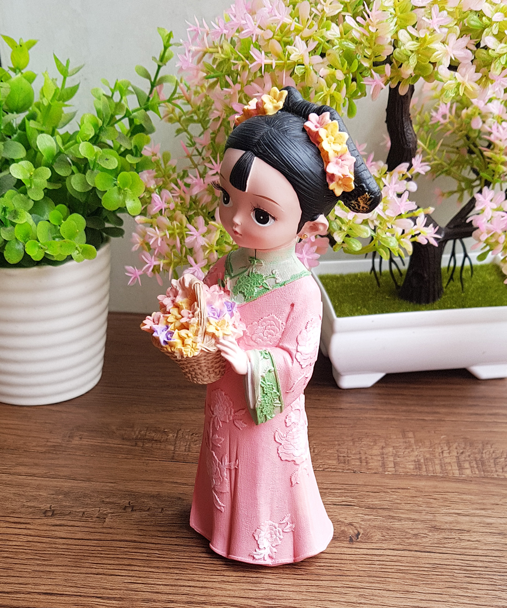 [HCM]Tượng chibi thiếu nữ ôm giỏ hoa cổ trang 3 D