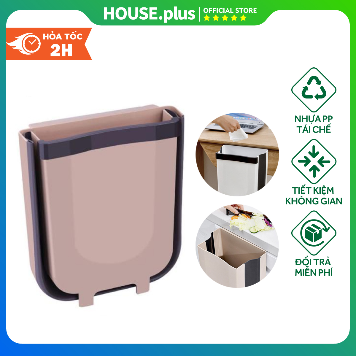 Thùng Rác Gấp Gọn Thông Minh Treo Cạnh Tủ 2 Size Tiện Lợi Full Box