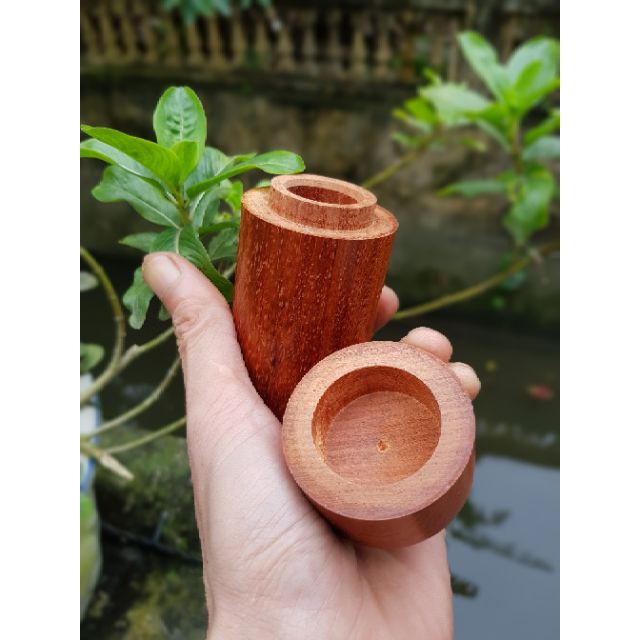 Lọ tăm gỗ hương hình trụ (ảnh thật)