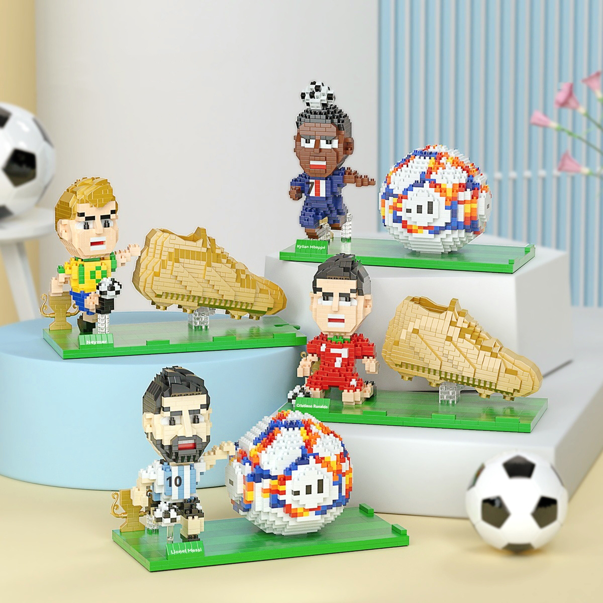 Mô hình lego cầu thủ bóng đá Ronaldo Messi Neymar