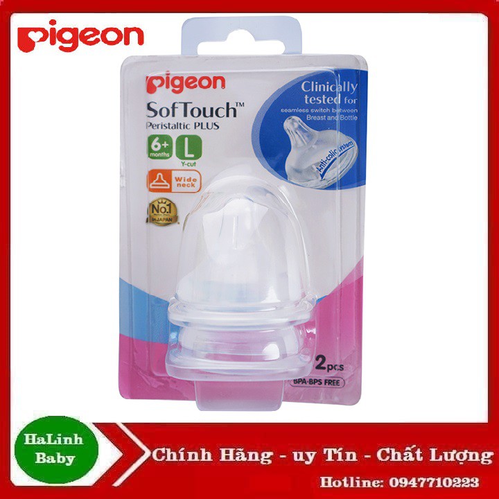Núm ty siêu mềm pigeon ppsu plus cổ rộng size s/m/l/ll