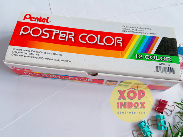 Màu Poster Pentel, Dooly Hộp 12 màu 30ml