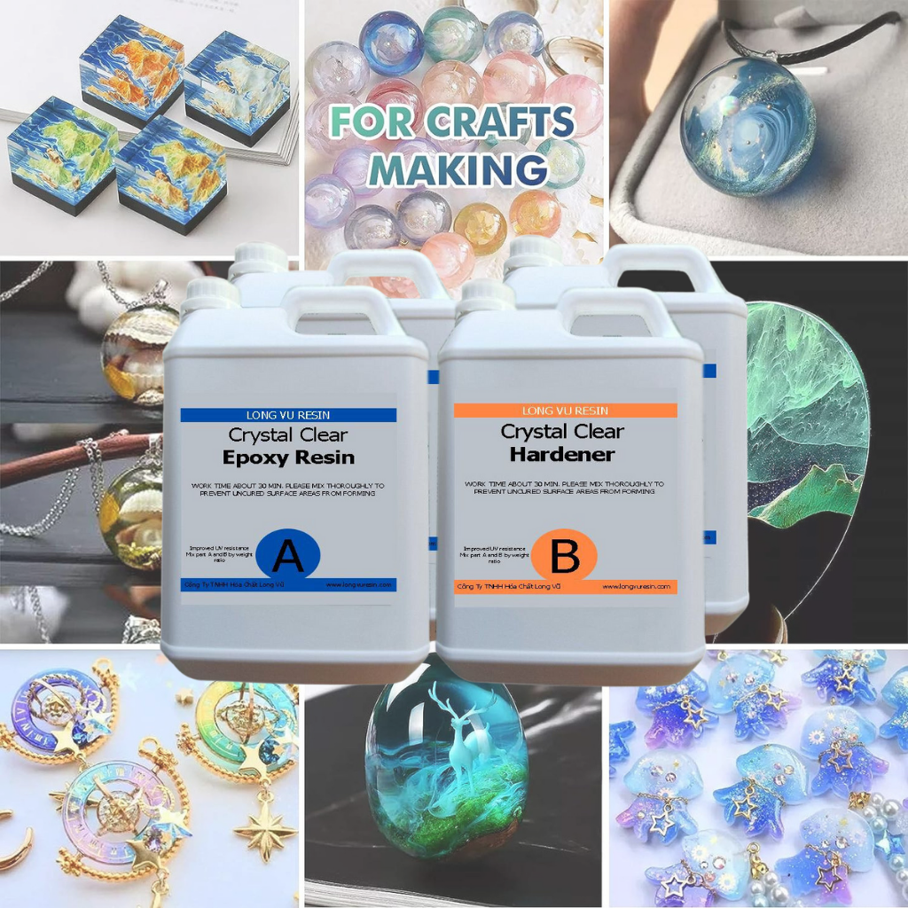 Keo Epoxy đổ mặt bàn, Nhựa epoxy trong suốt đổ khuôn silicone, Epoxy resin làm handmade - Bộ 1kg - LRAB 312