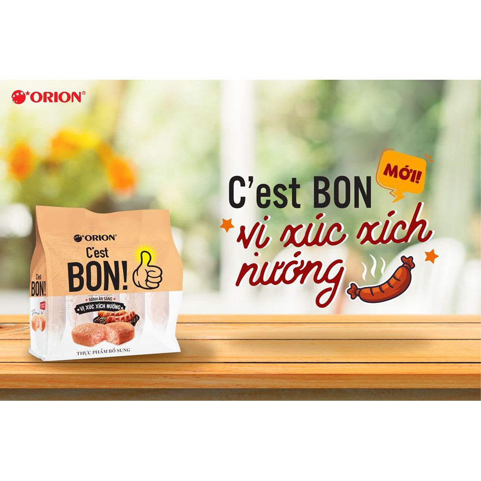 Bánh ăn sáng  C'est Bon! Orion (5 cái x 17G) (Xúc xích nớng)