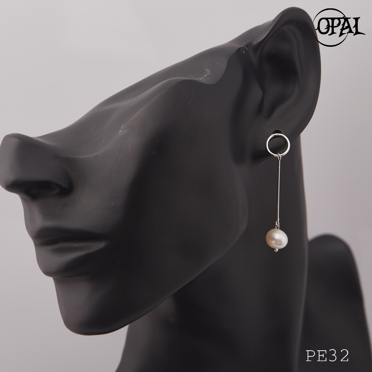 PE32-Hoa tai bạc đính ngọc trai OPAL