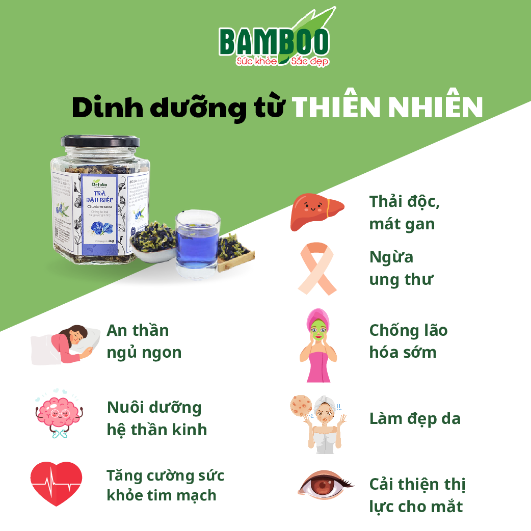 Trà hoa đậu biếc sấy lạnh bamboo 50G