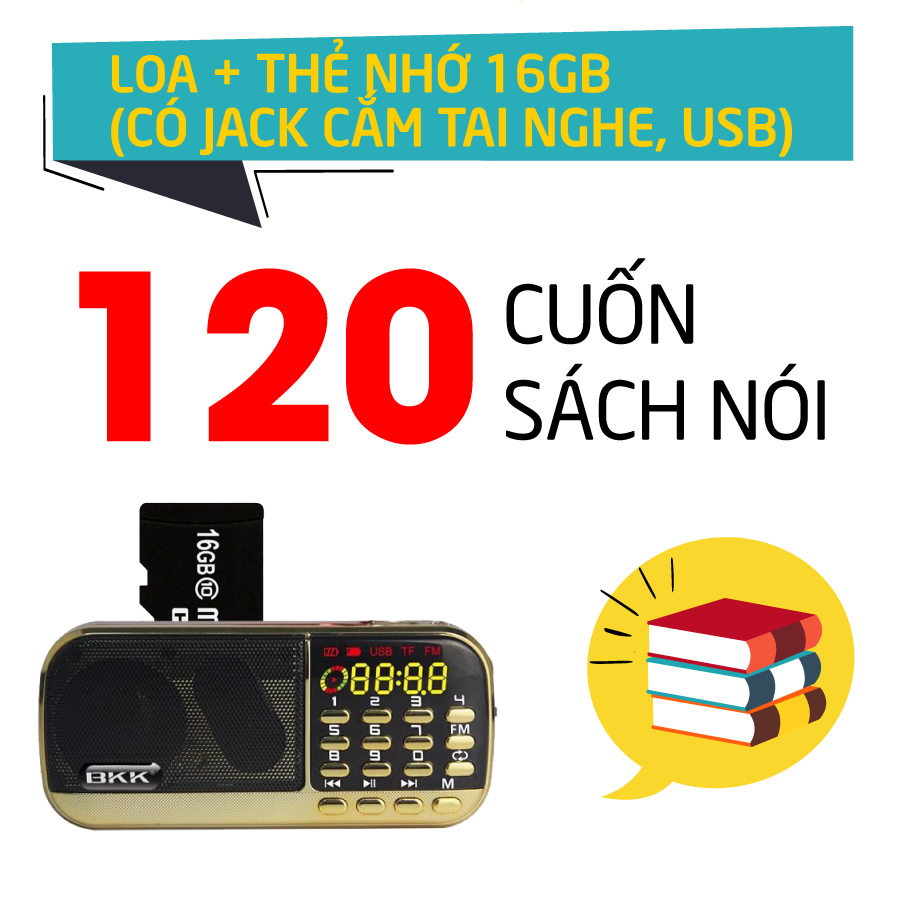 Loa Pháp Thoại 120 Cuốn Sách Nói BKE (KÈM LOA + Thẻ nhớ + SÁCH )