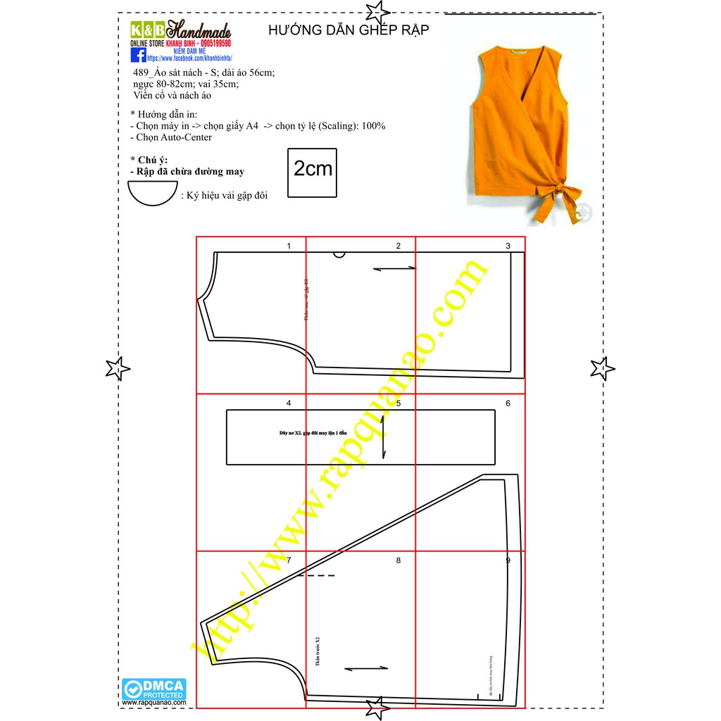Rập giấy mã 489 - Rập áo sát nách (Bản vẽ) (BẢN VẼ)