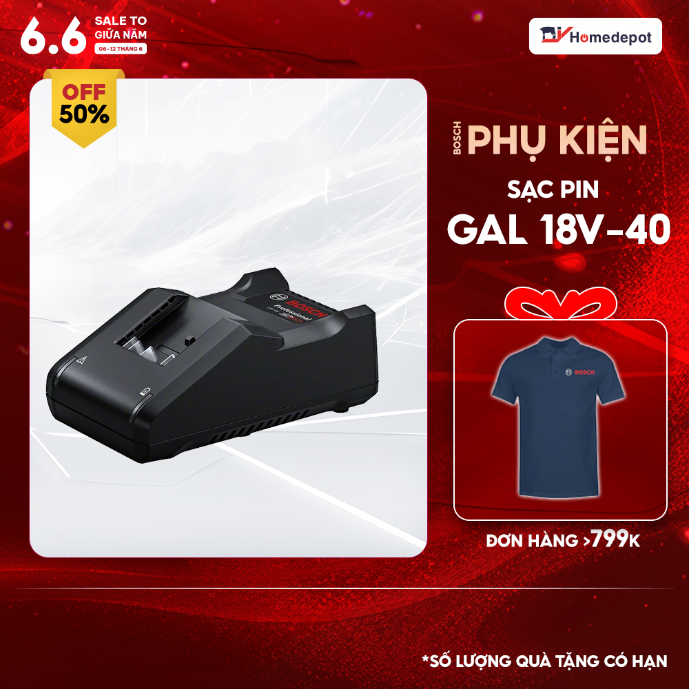 Sạc nhanh Bosch GAL 18V-40 (14.4V, 18V)