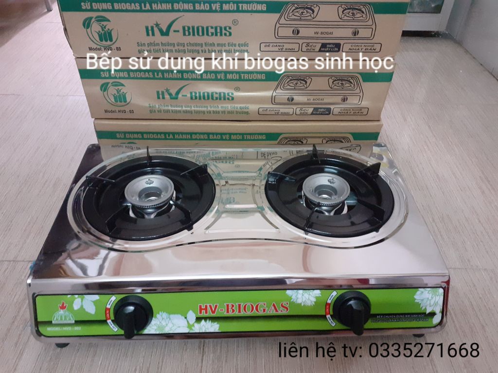 COMBO Bếp biogas đôi inox Hùng Vương - HV sử dụng khí sinh học bioga