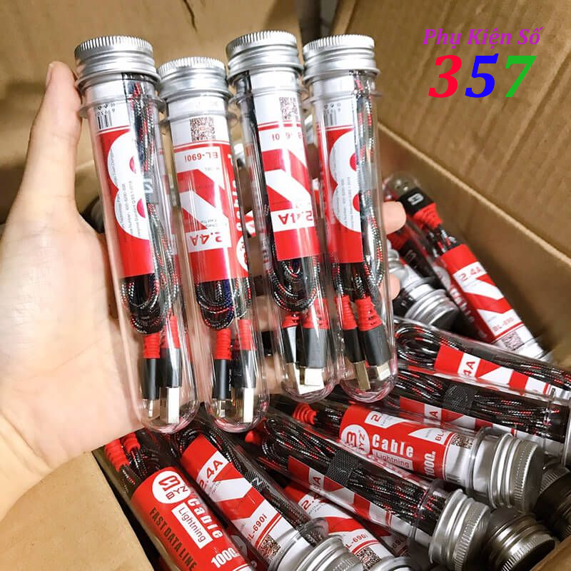 Cáp sạc nhanh BYZ BL690 dạng ống nghiệm dây dù cổng ip & android