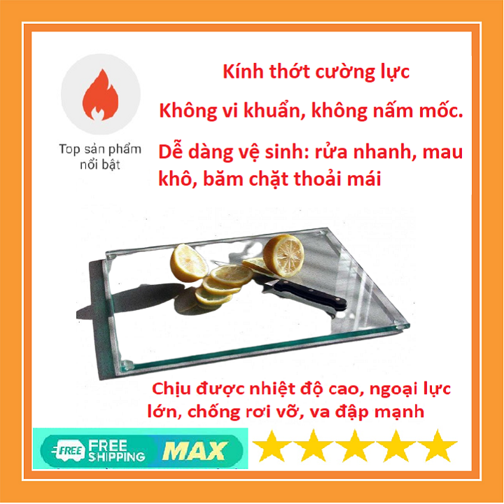 Thớt kính cường lực tovi siêu bền chống vỡ loại cao cấp - tặng đế chống trượt
