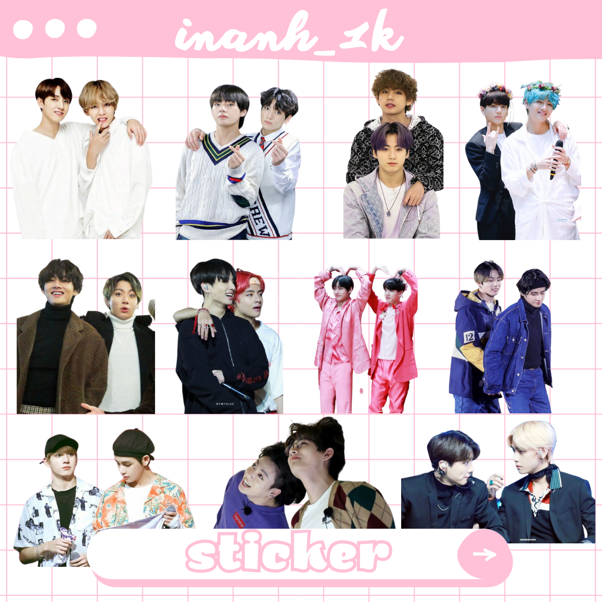Bộ 100 sticker Jung Kook -V (BTS)