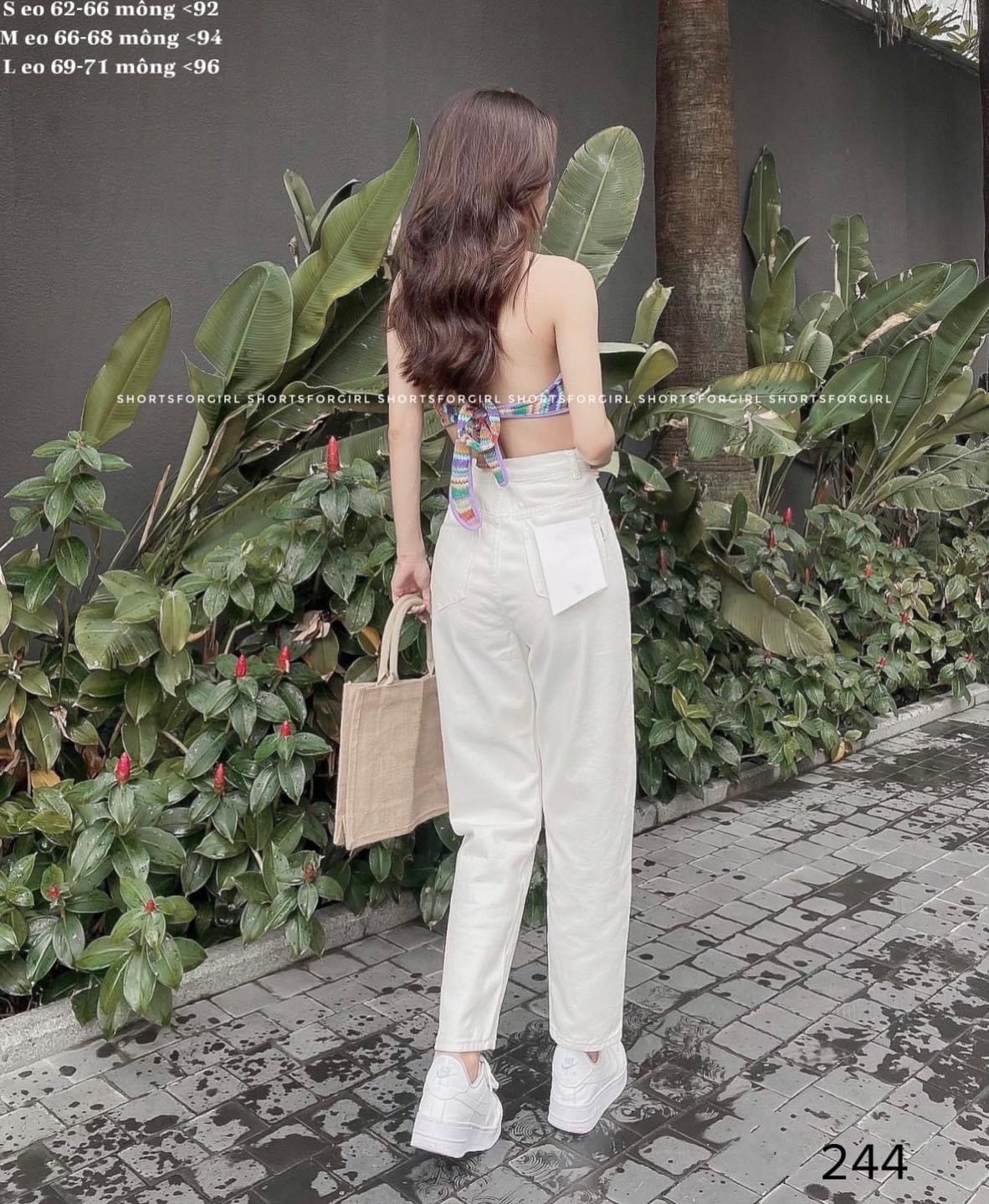 Quần baggy kaki nữ lưng cao mẫu rách ngang, quần kaki nữ Trắng, chất kaki jean mịn cao cấp THỜI TRANG CAO CẤP HUYNE HOUSE