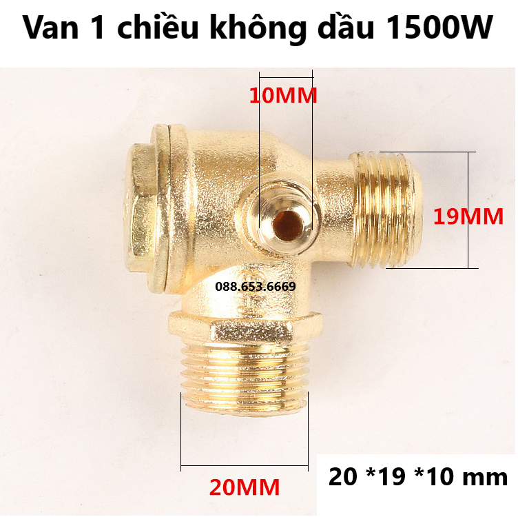 Van 1 chiều máy nén khí không dầu giảm âm 1100W kích thước 20*16*10mm và 1500W kích thước 20819*10mm