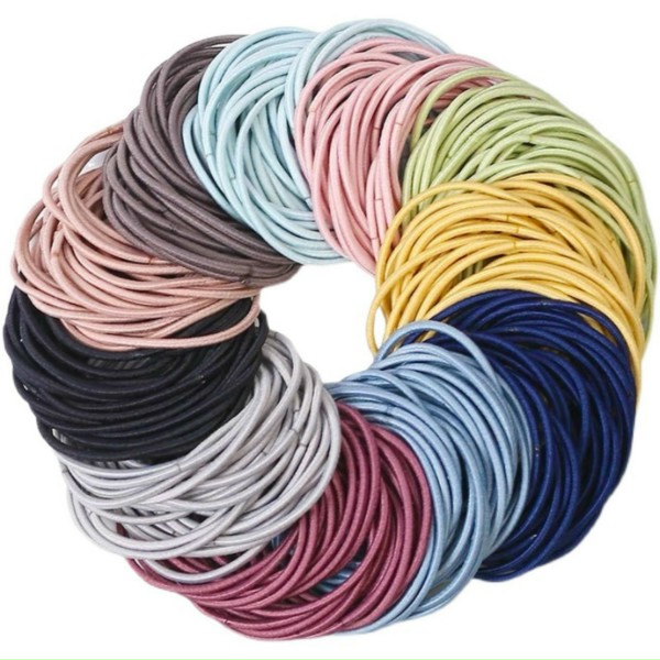 Sét 100 chun buộc tóc phong cách Hàn Quốc túi zip