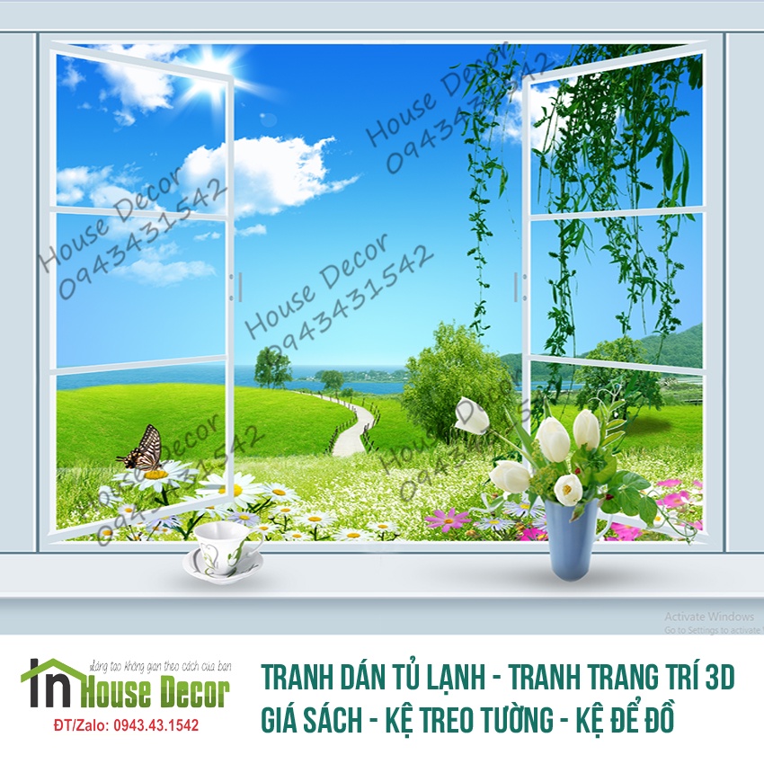 TRANH DÁN TƯỜNG 3D Ô CỬA SỔ NHÌN RA PHONG CẢNH THIÊN NHIÊN ĐẸP - TRANH DÁN TƯỜNG GIẢ CỬA SỔ CS51
