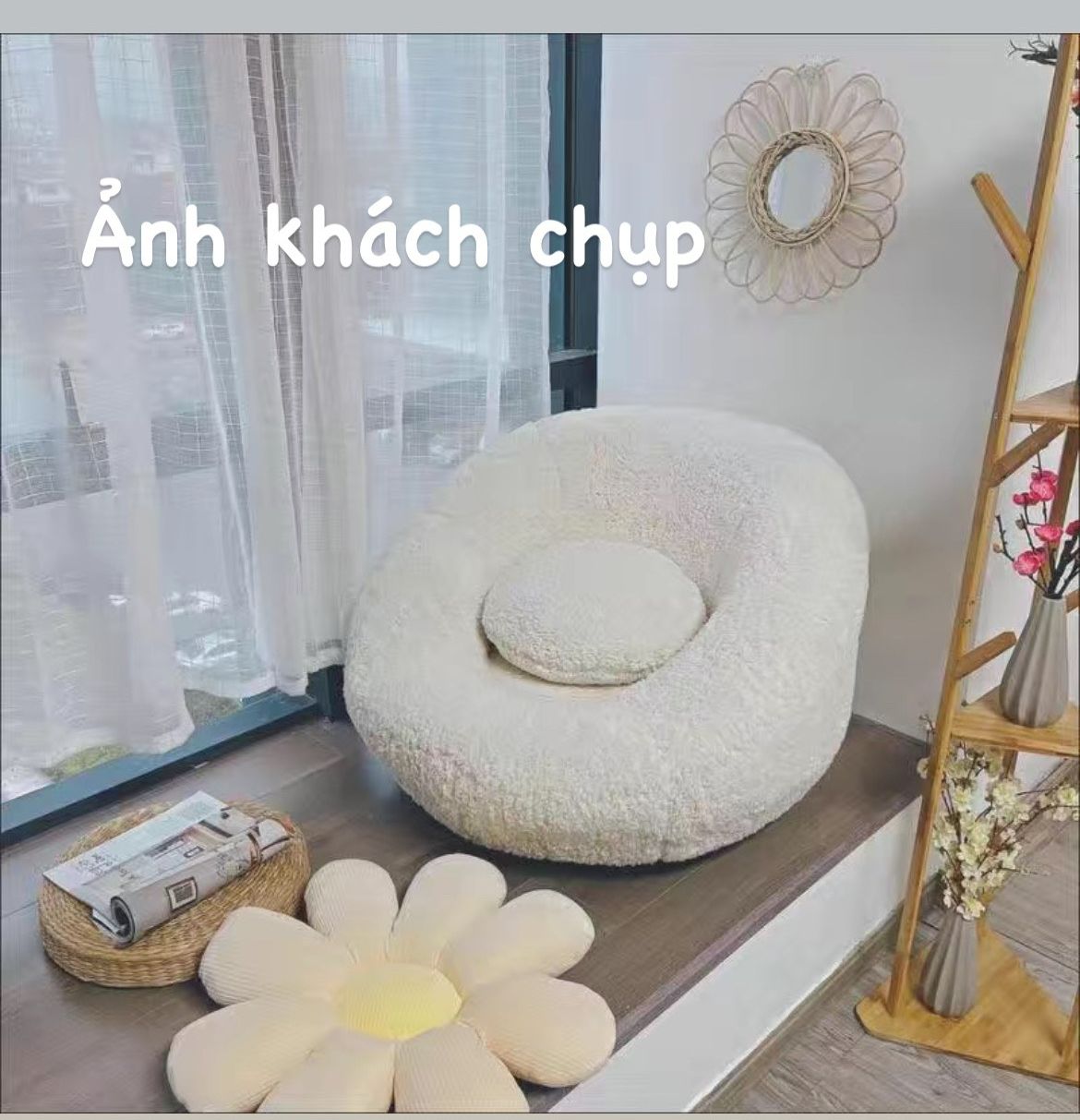 Ghế lười nhung lông cừu