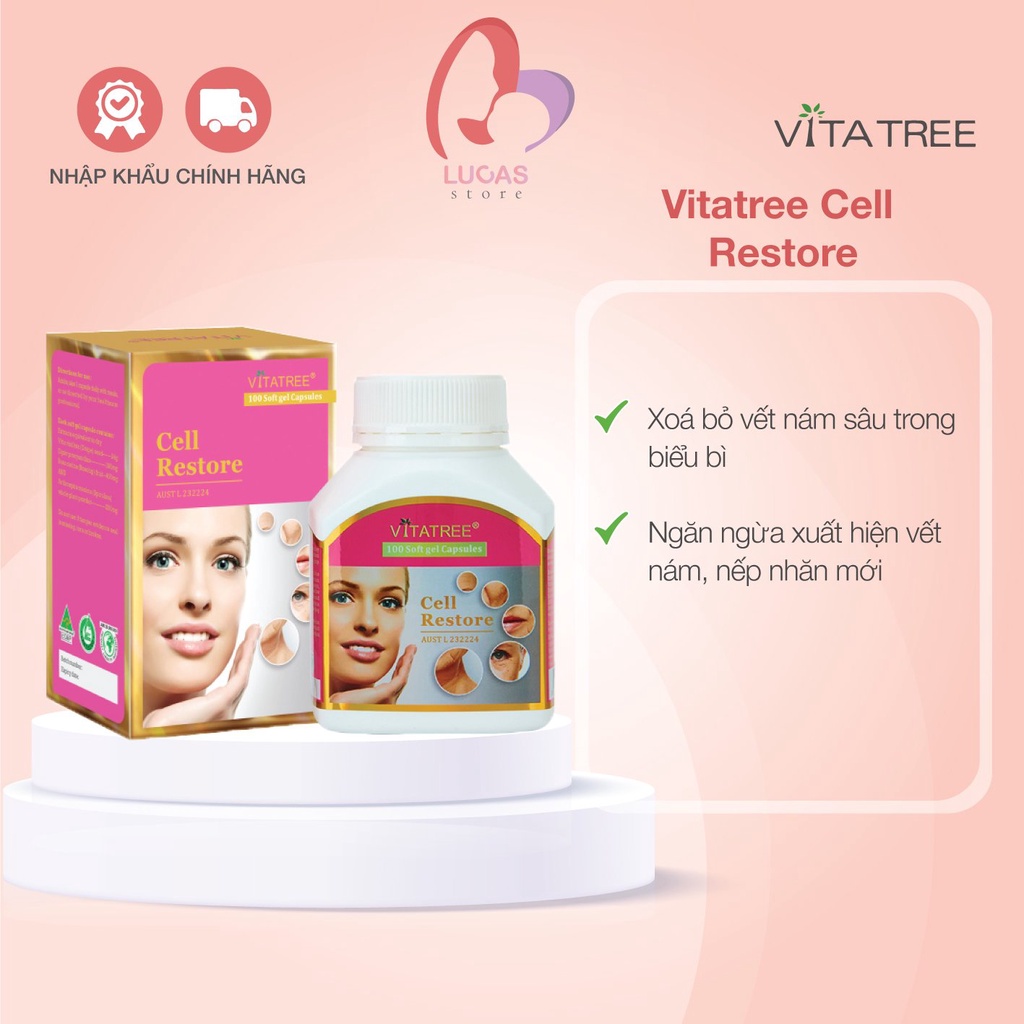 Viên uống phục hồi tế bào gốc vitatree cell restore 100 viên - tp037