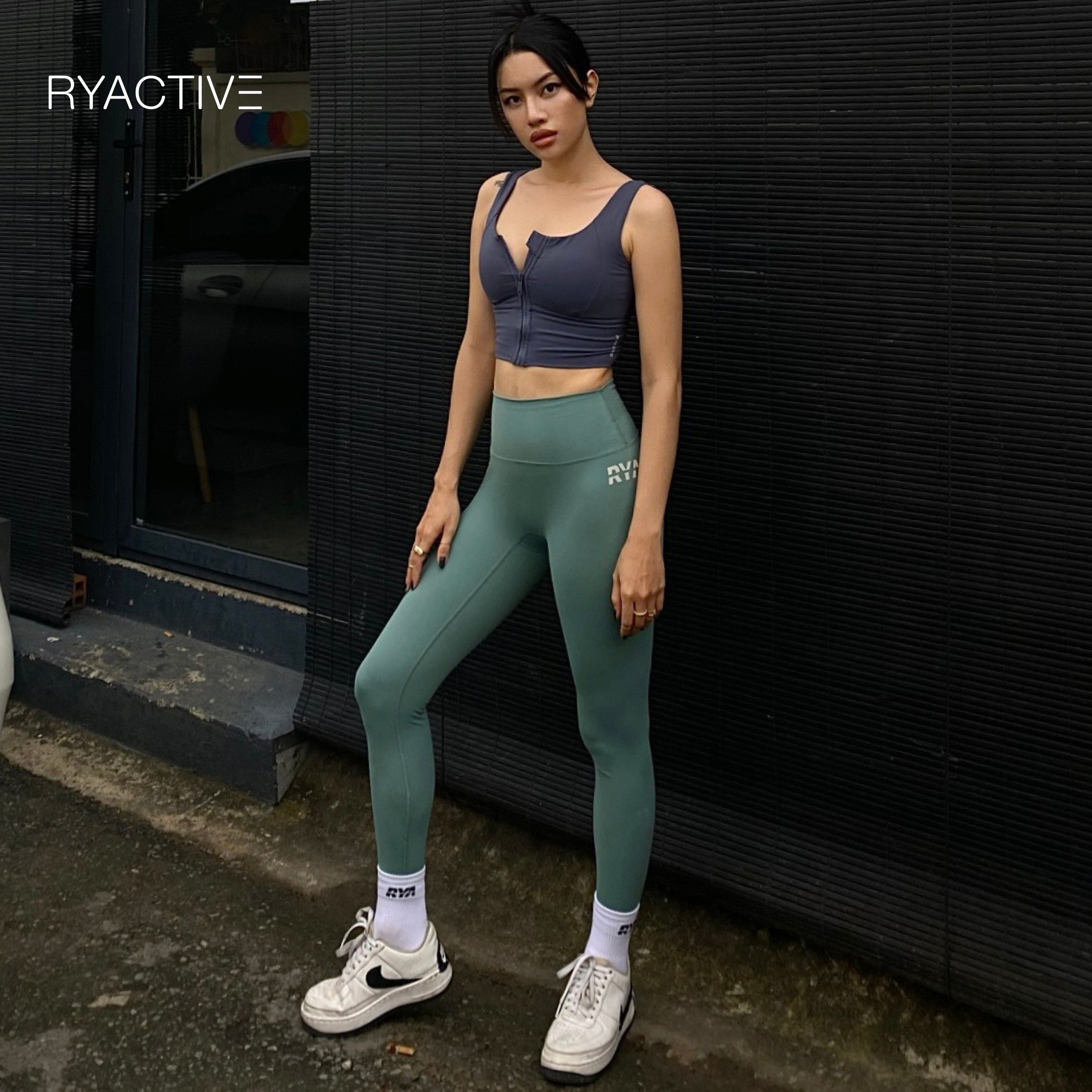 Quần legging thể thao dáng dài RYACTIVE - RYA Legging Blue Grass