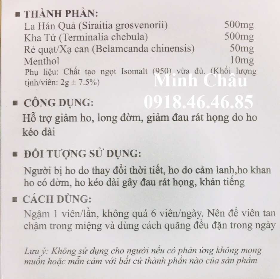 Viên ngậm la hán kha tử
