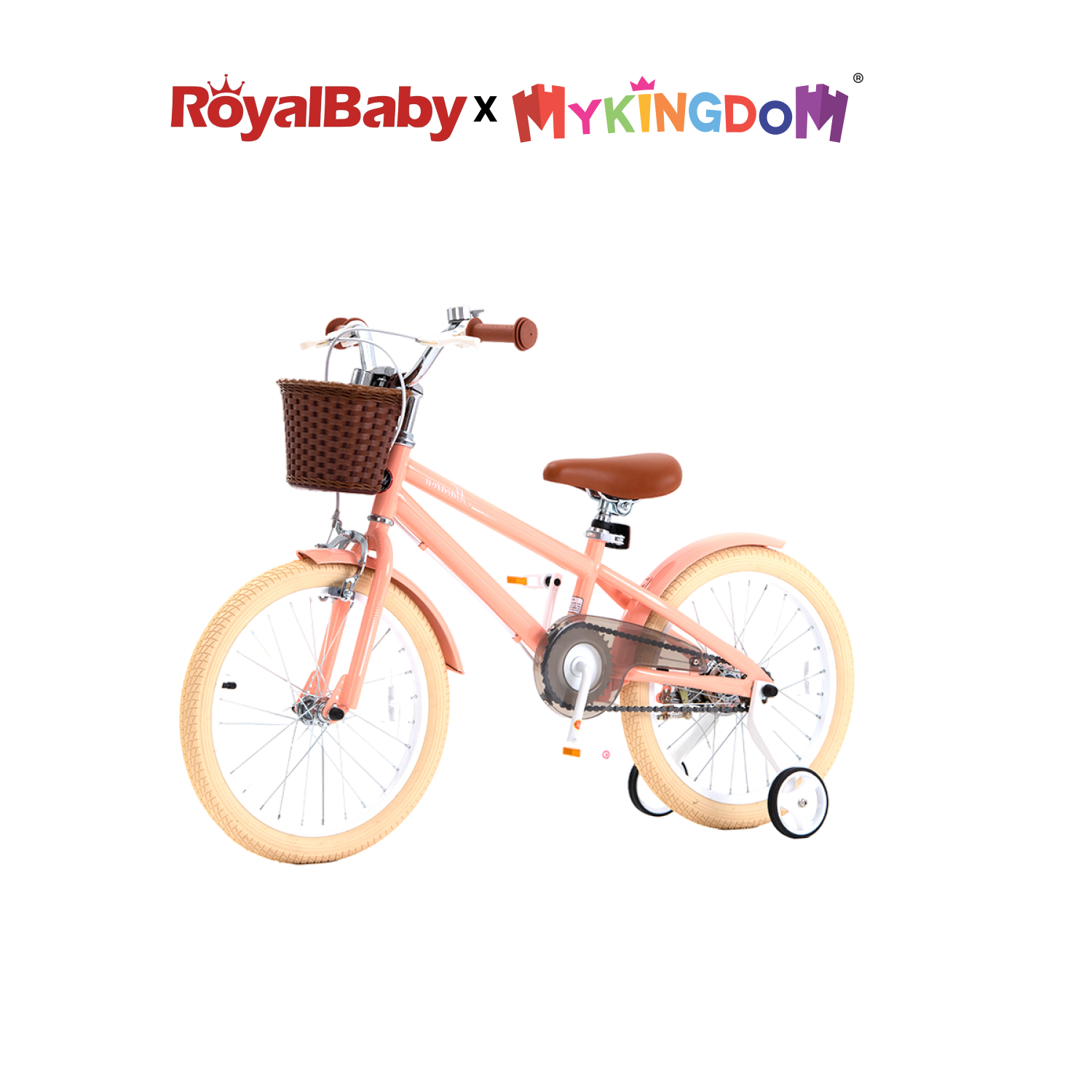 Xe đạp trẻ em royal baby macaron 18 inch cam, không bánh phụ - rb18b-6-3-or