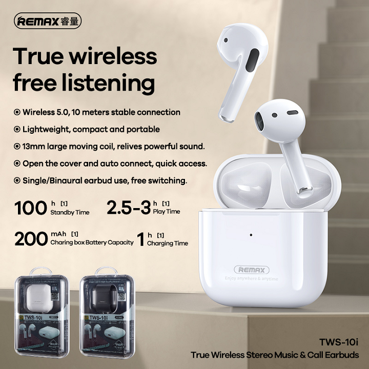 Tai nghe Bluetooth True Wireless Remax TWS-10i chuẩn 5.0