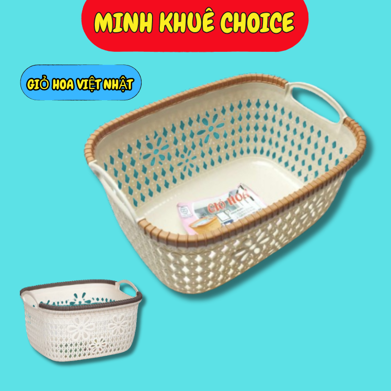 Giỏ đựng đồ đan hoa, giỏ đồ nhựa Việt Nhật 3377
