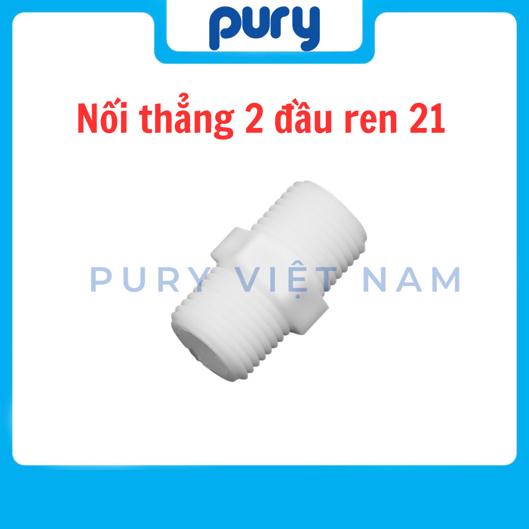 Nối thẳng 2 đầu ren 21 (21-21) phụ kiện lọc nước (tặng kèm ron)