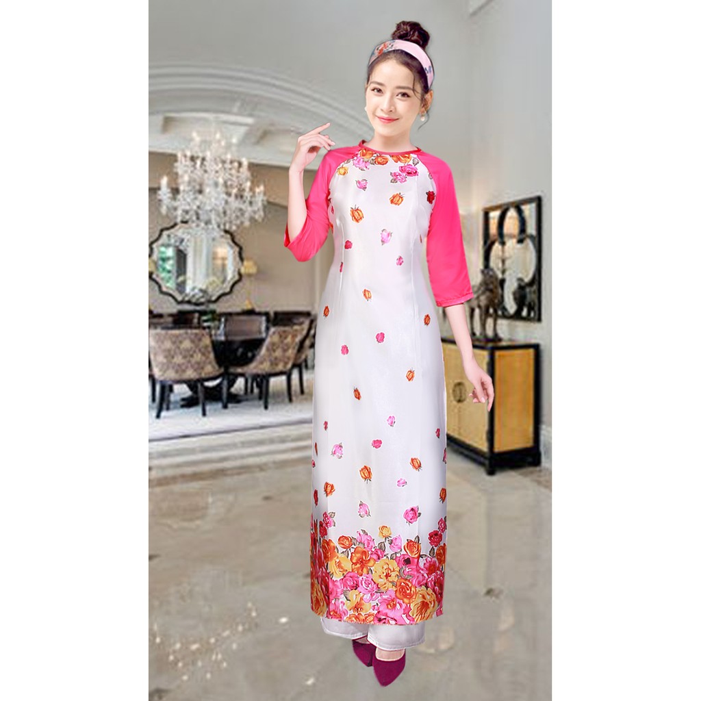 [HCM]Áo dài truyền thống gấm xanh lá sản phẩm tốt với chất lượng độ bền cao và được cam kết sản phẩm y như hình