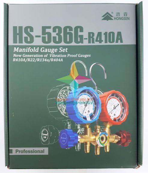 Đồng hồ gas đôi đa dụng hongsen hs-536g-r410a cho gas r410a/r22/r134a/r404a