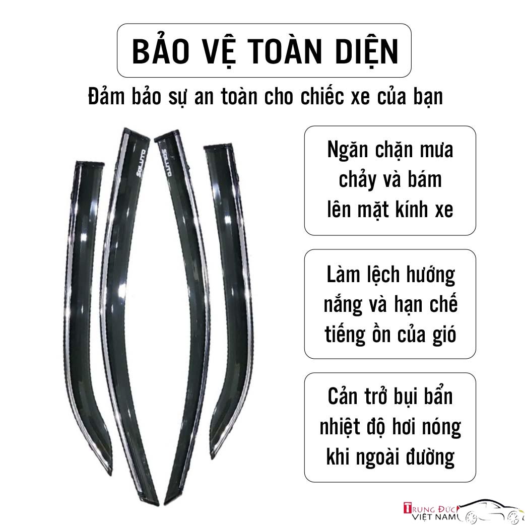 Bộ vè che mưa chỉ mạ crom cho xe KIA SOLUTO
