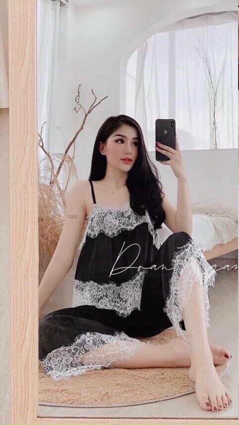 Đồ bộ mặc nhà 2 dây chất satin siêu mát nhà Miki store