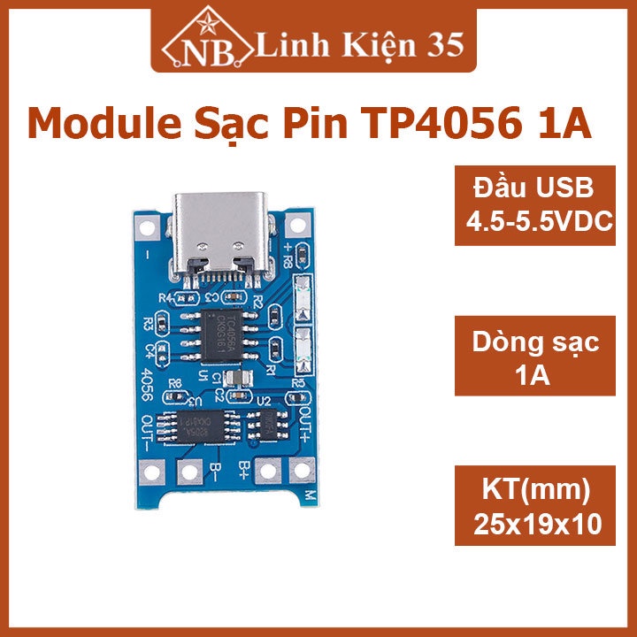 Module sạc pin TP4056 1A micro Type-C, bảo vệ sạc cạn pin, báo sạc đầy