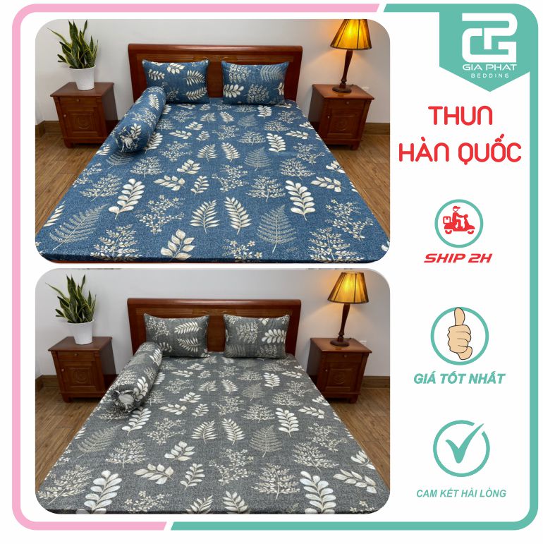 Bộ ga gối Thun Lạnh Hàn Quốc 4 món ( 1 ga bọc + 2 vỏ gối nằm + 1 vỏ gối ôm )