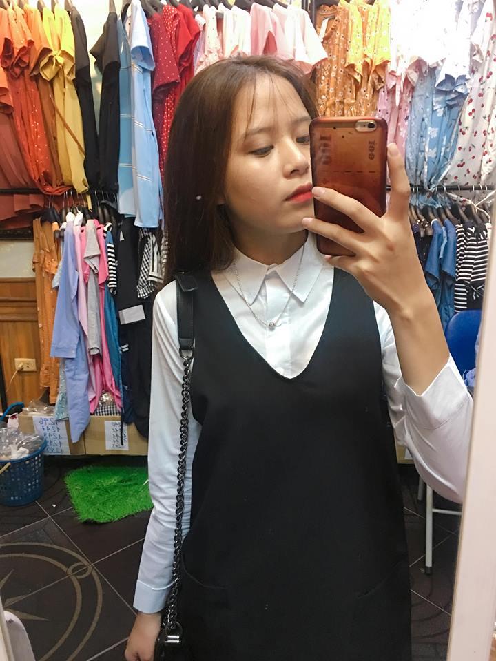 SET BẦU YẾM ĐEN ÁO SƠ MI TRẮNG