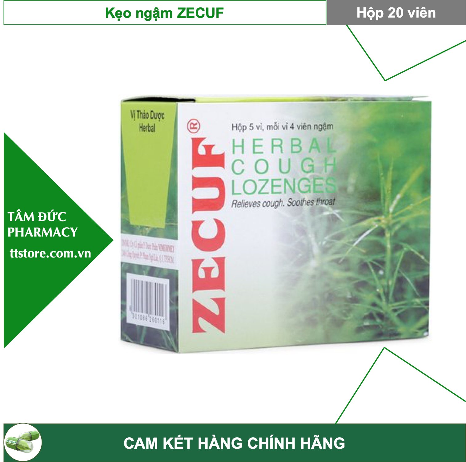 Kẹo ngậm thảo dược ZECUF / ZECUP [Hộp 20 viên]